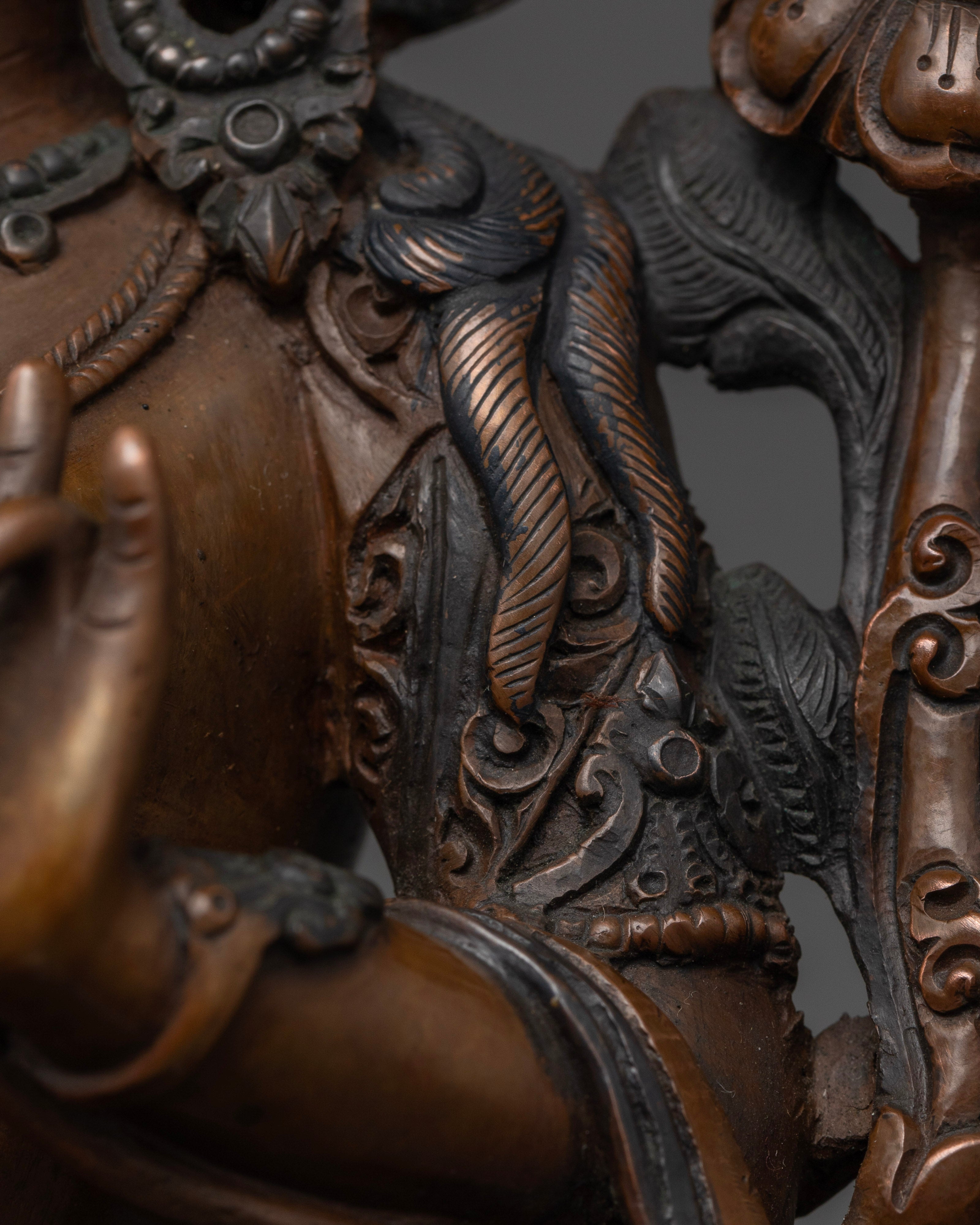 Tibetan Mother Dolma Statue in Oxidized Copper