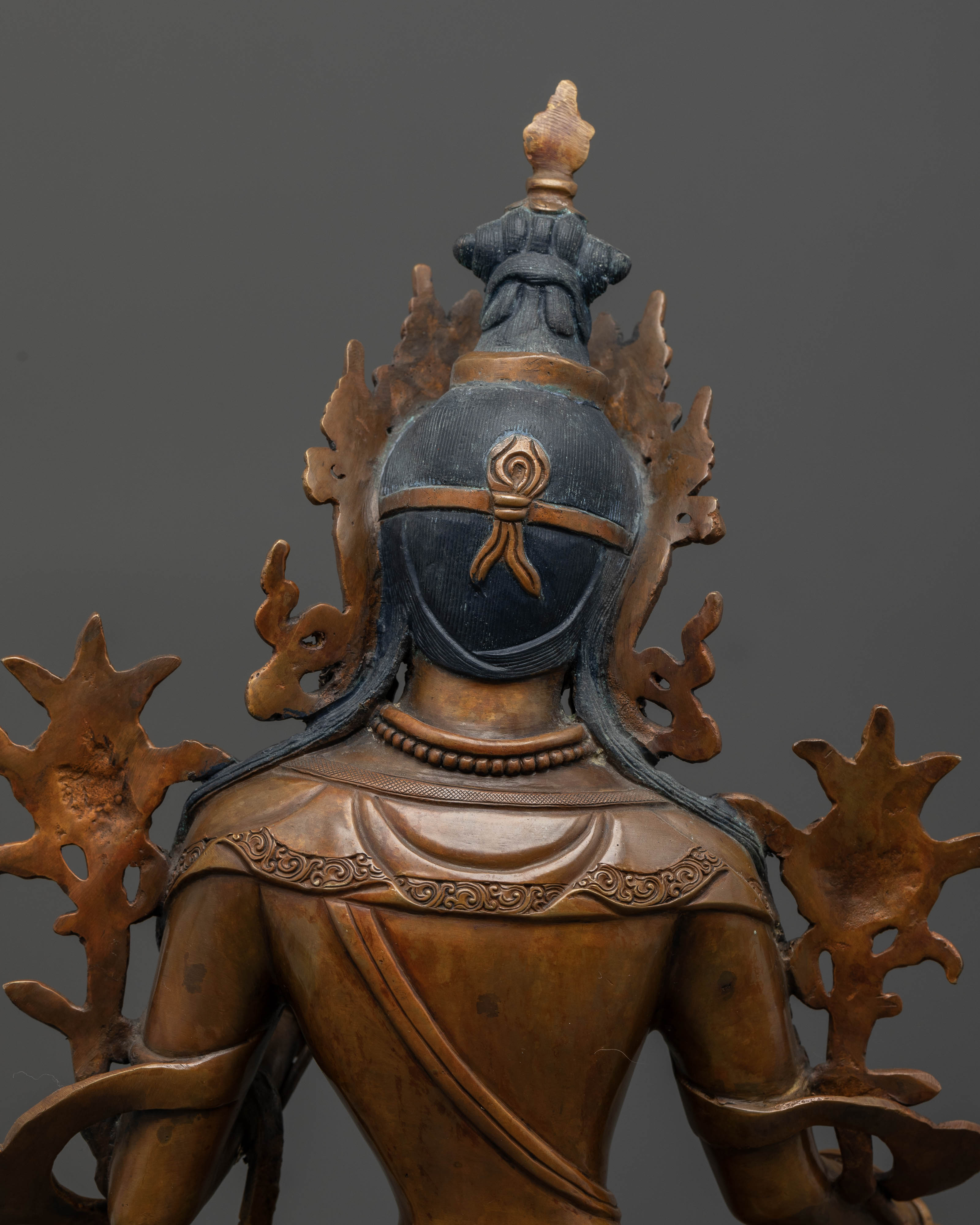 Antique Style Oxidized Green Tara Statue