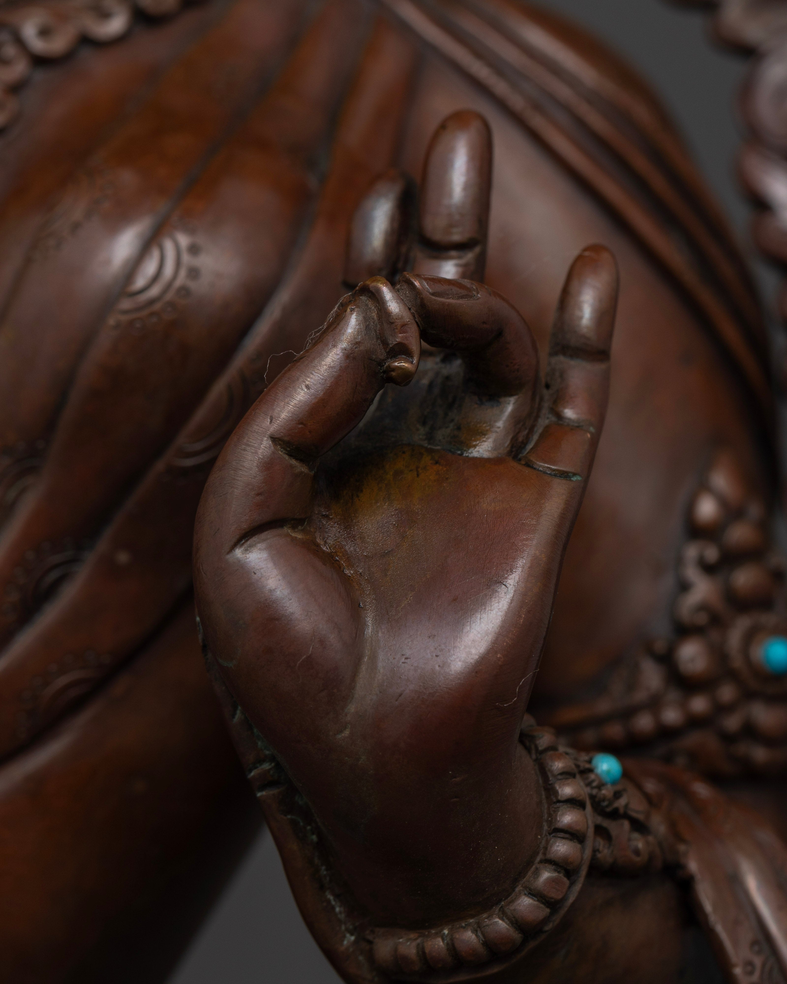 Sacred Mother Green Tara Statue in Meditative Pose