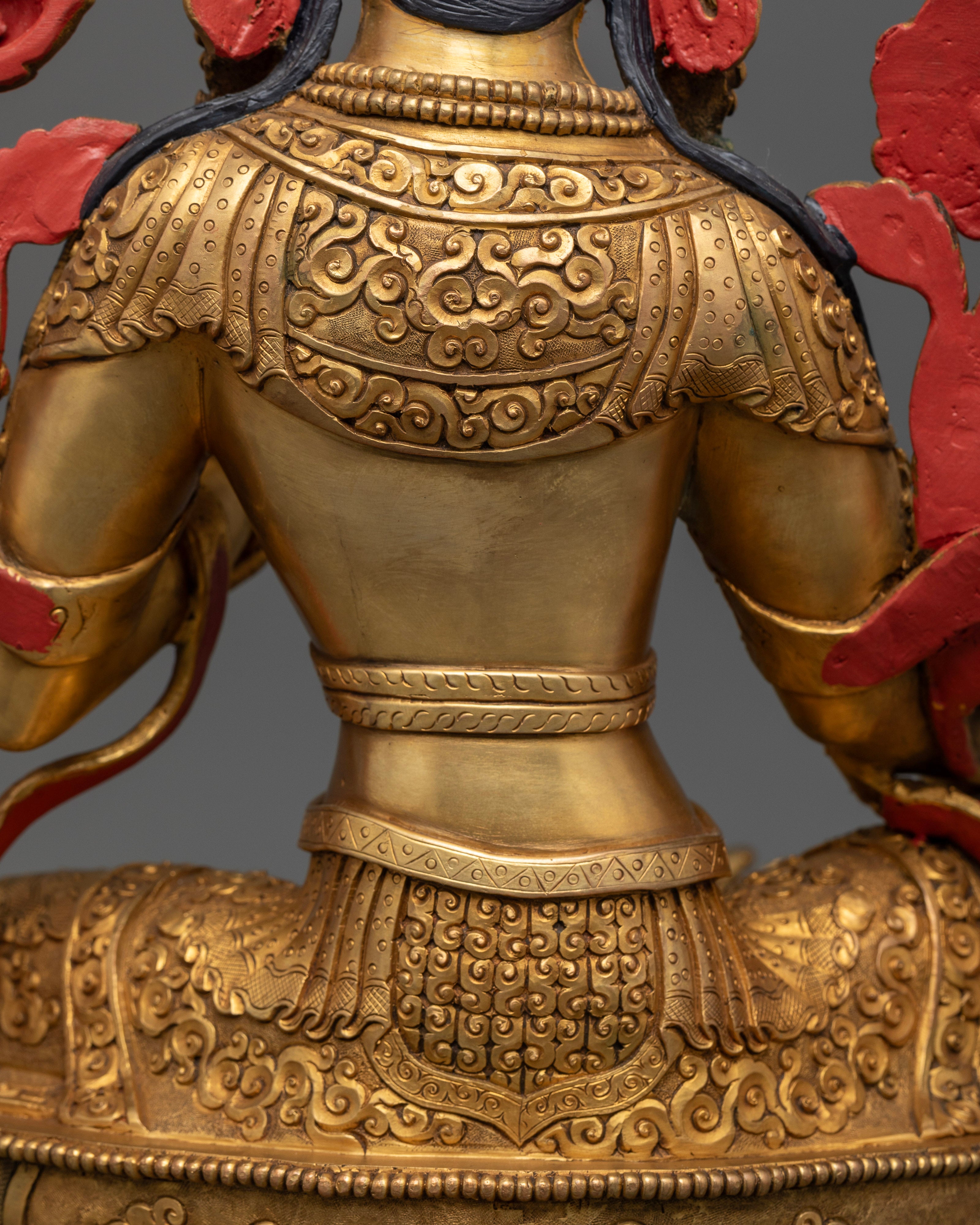 13.5 Inch Matte Mother Green Tara Sculpture