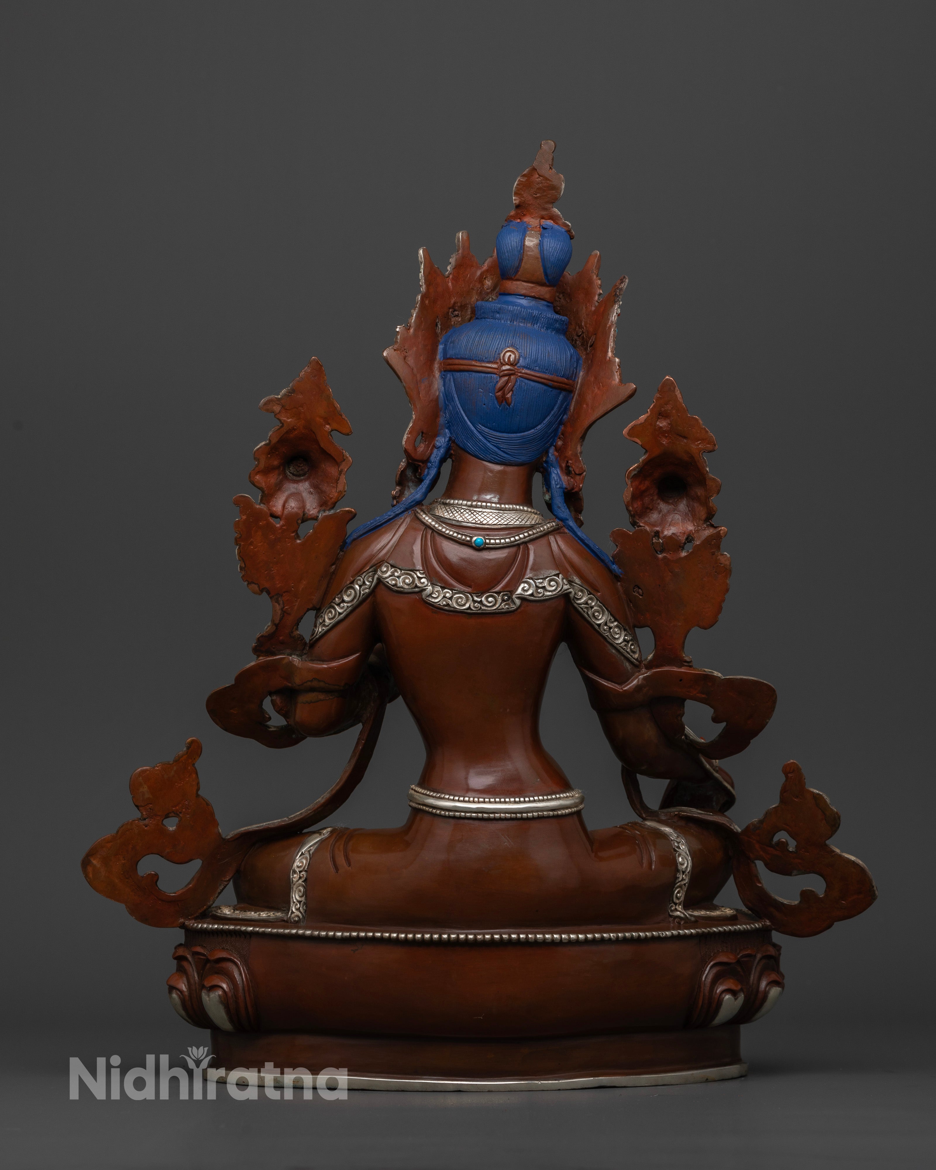 Green Tara in Silver and Oxidized Fusion