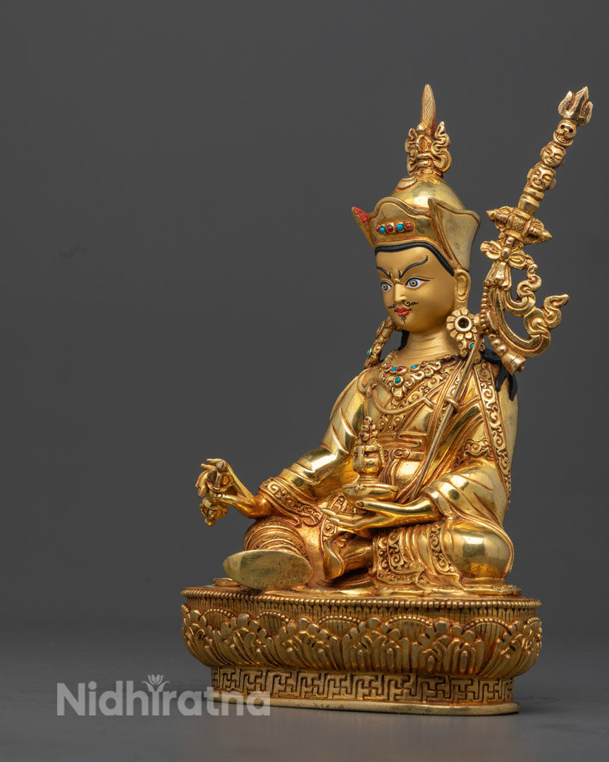 Gold-Gilded Guru Rinpoche Statue | Embodiment of Enlightenment