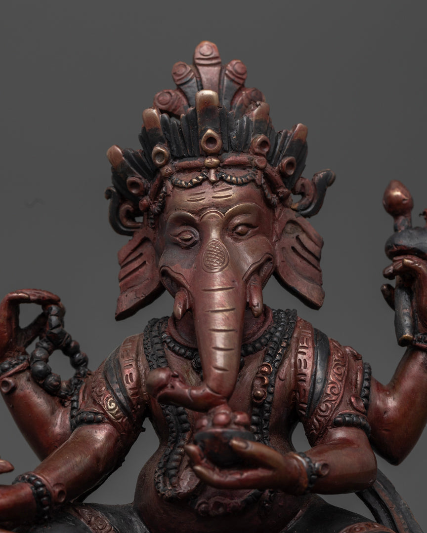 Ganesha Sculpture | Oxidized Statue from Nepal