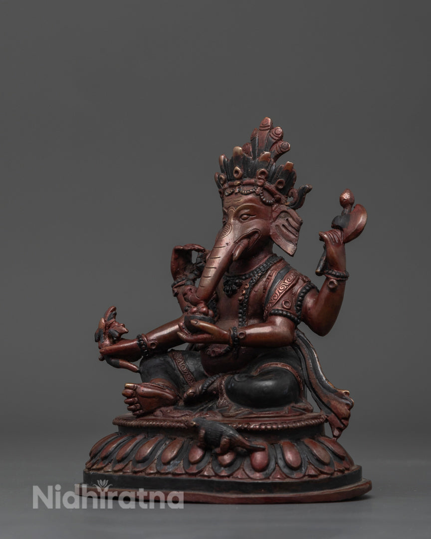Ganesha Sculpture | Oxidized Statue from Nepal