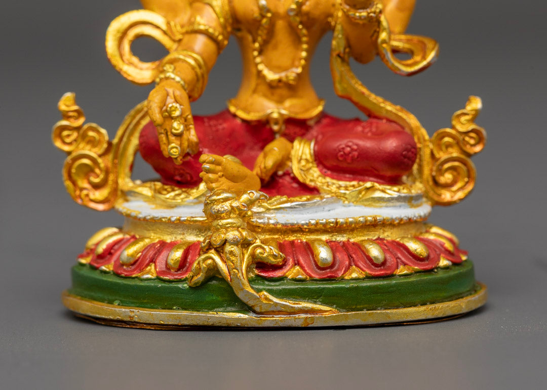Goddess Laxmi Idol in Traditional Pose with Lotus and Owl – Hindu Deity of Abundance and Purity