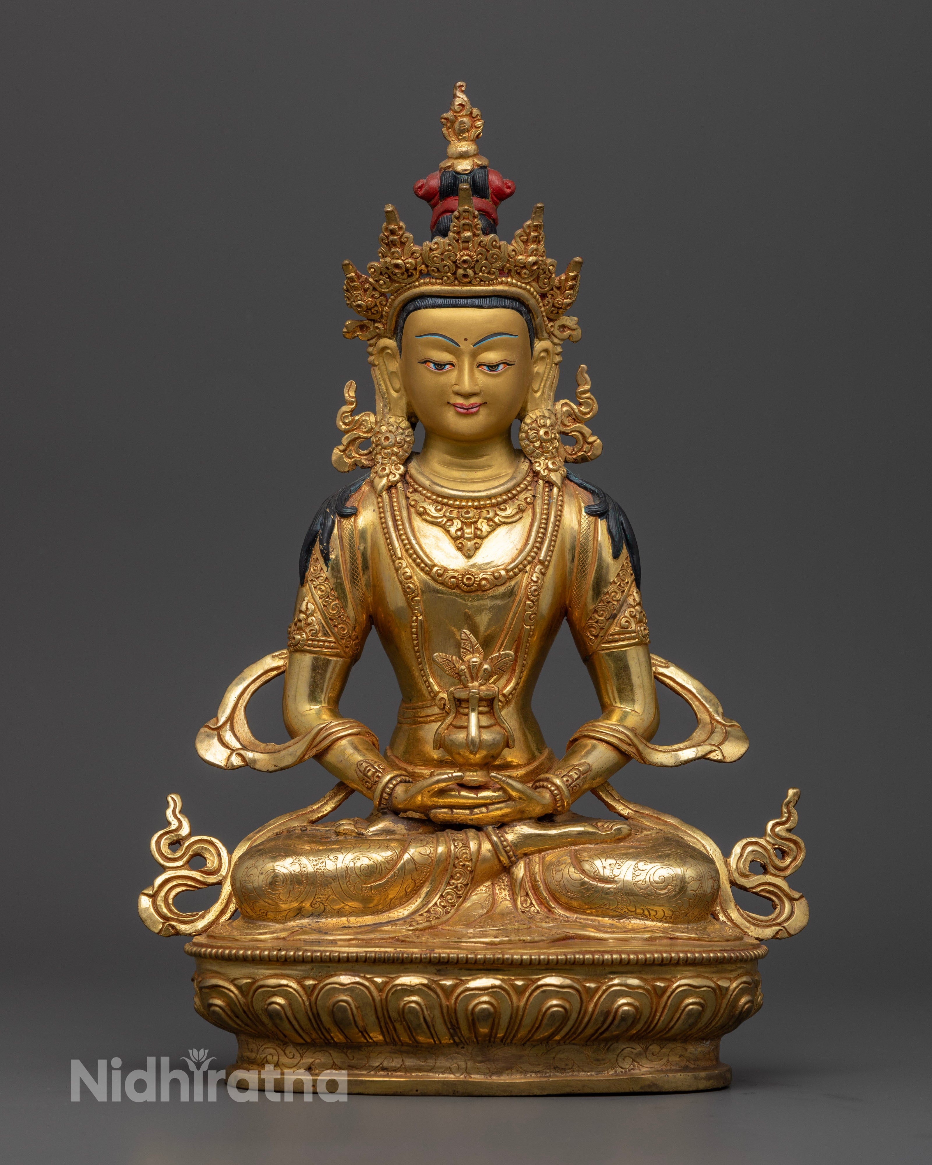 Beautiful gold plated amitayus statue | Amitayus Buddha statue | Gold-plated Amitayus statue