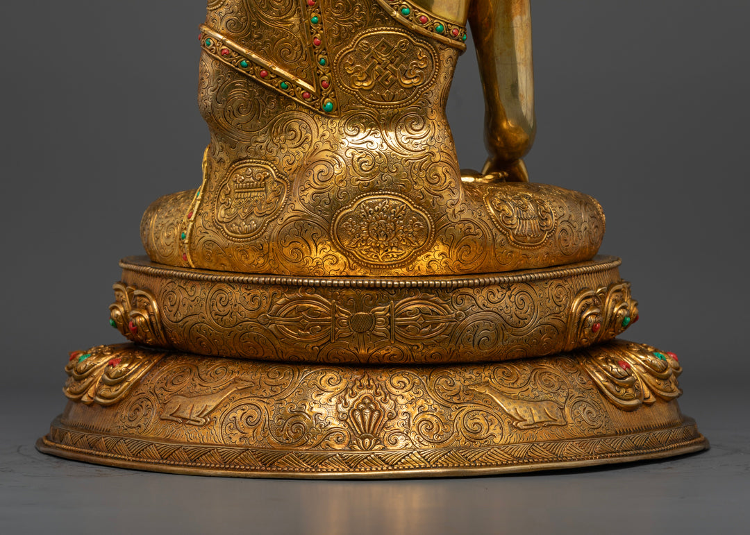 Buddha statue pure gold | Peaceful Shakyamuni Buddha figure | Happy Shakyamuni Buddha