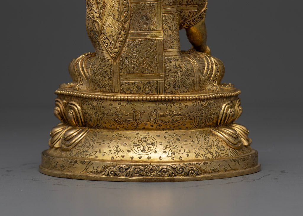 Authentic Buddha Shakyamuni Statue, Gilded in Pure 24K Gold