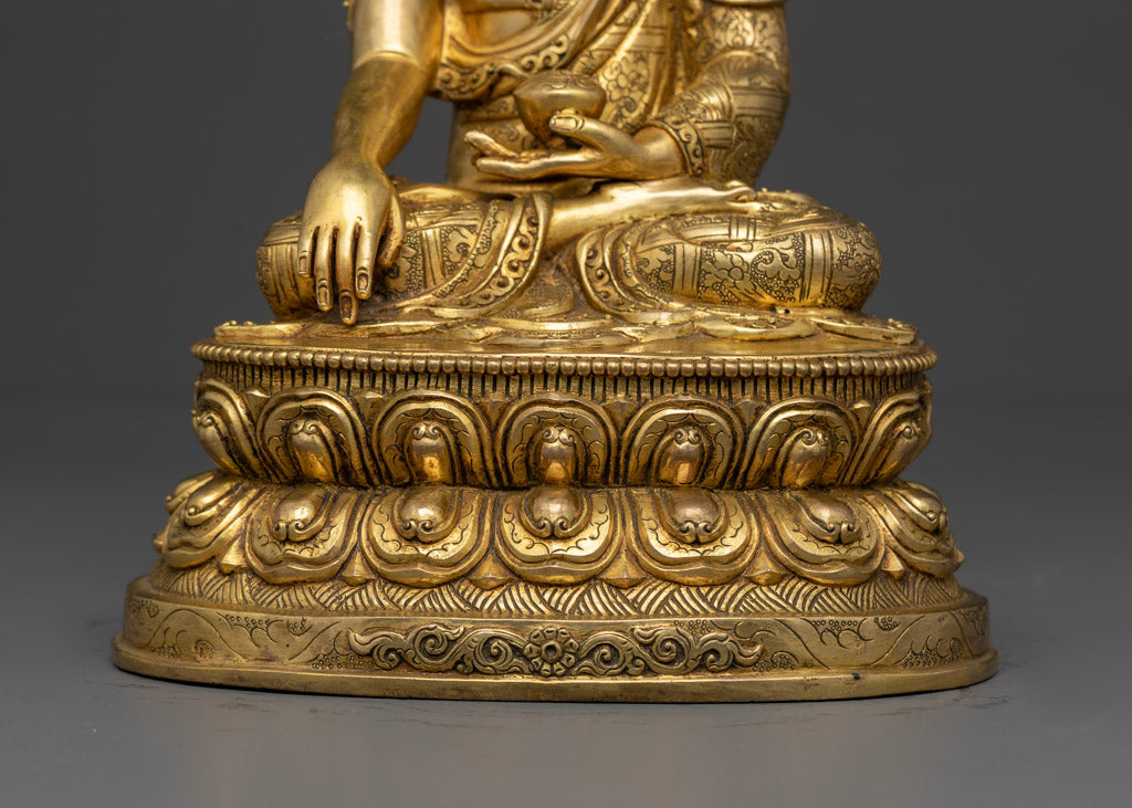 Authentic Buddha Shakyamuni Statue, Gilded in Pure 24K Gold