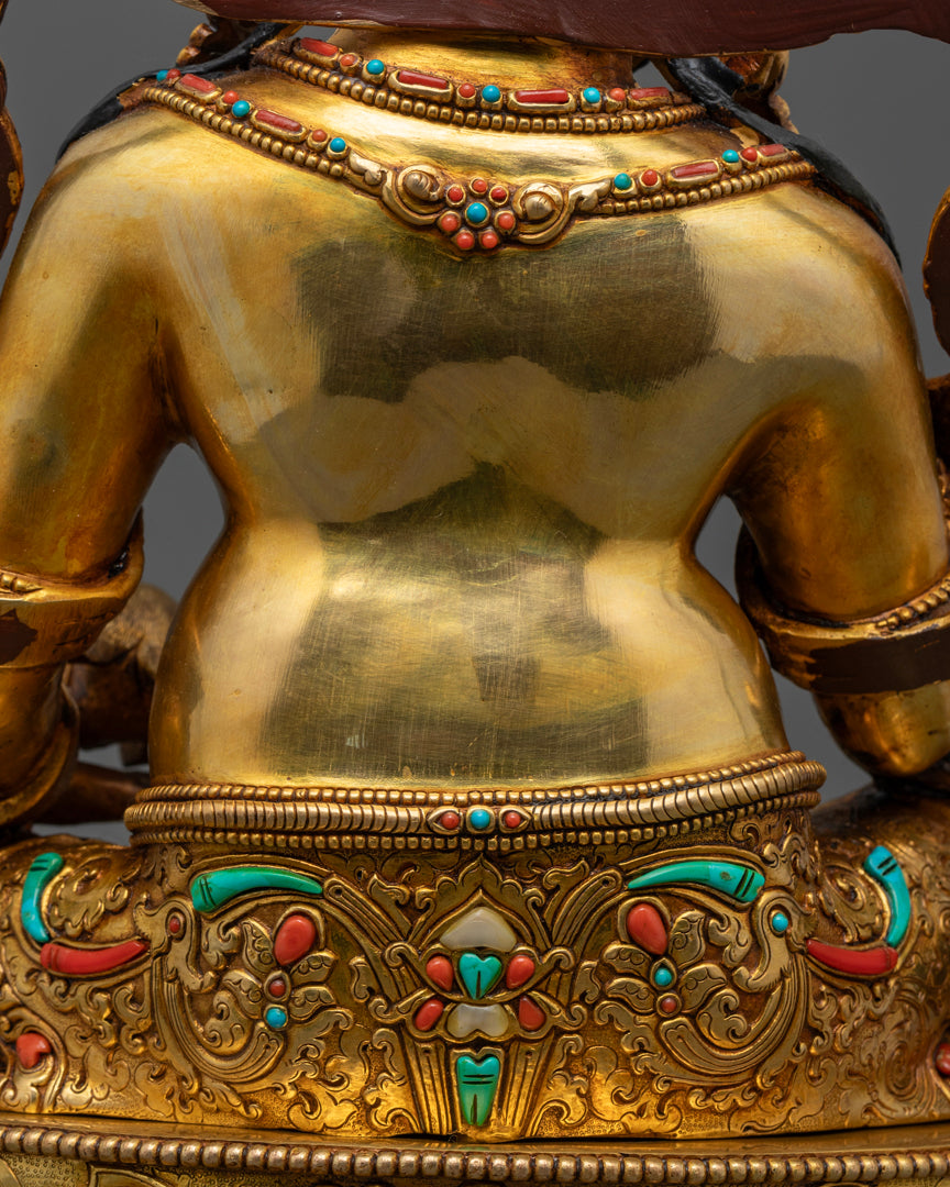 Gold-plated Dzambala statue | Wealth deity Dzambala statue