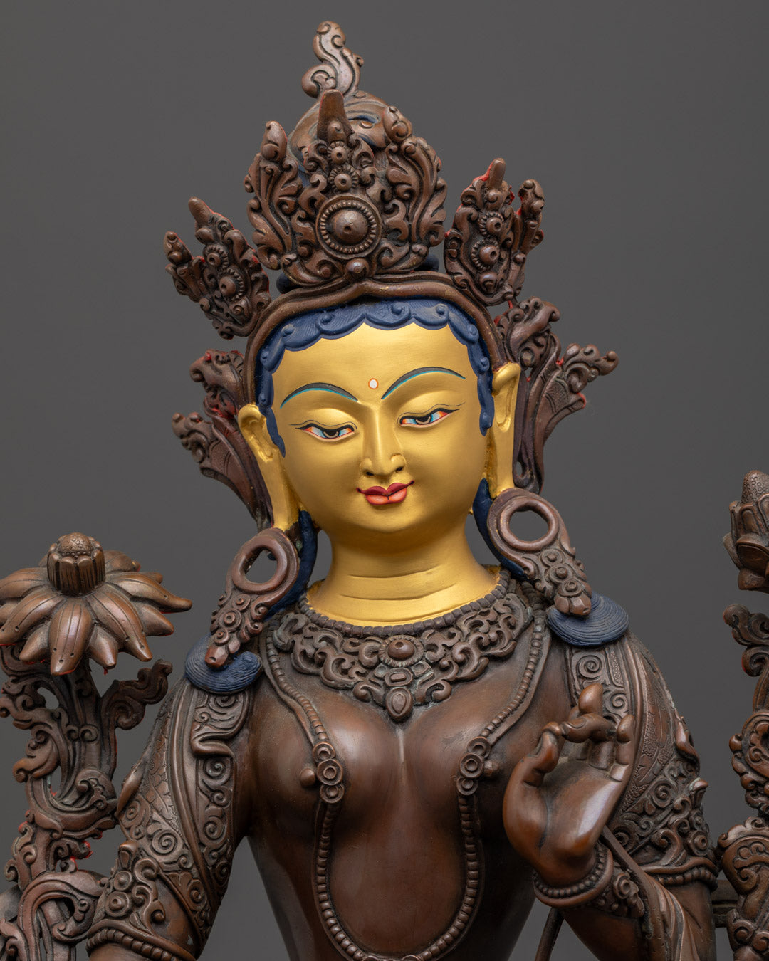 Green Tara Mantra Statue | Handmade Buddhist Sculpture