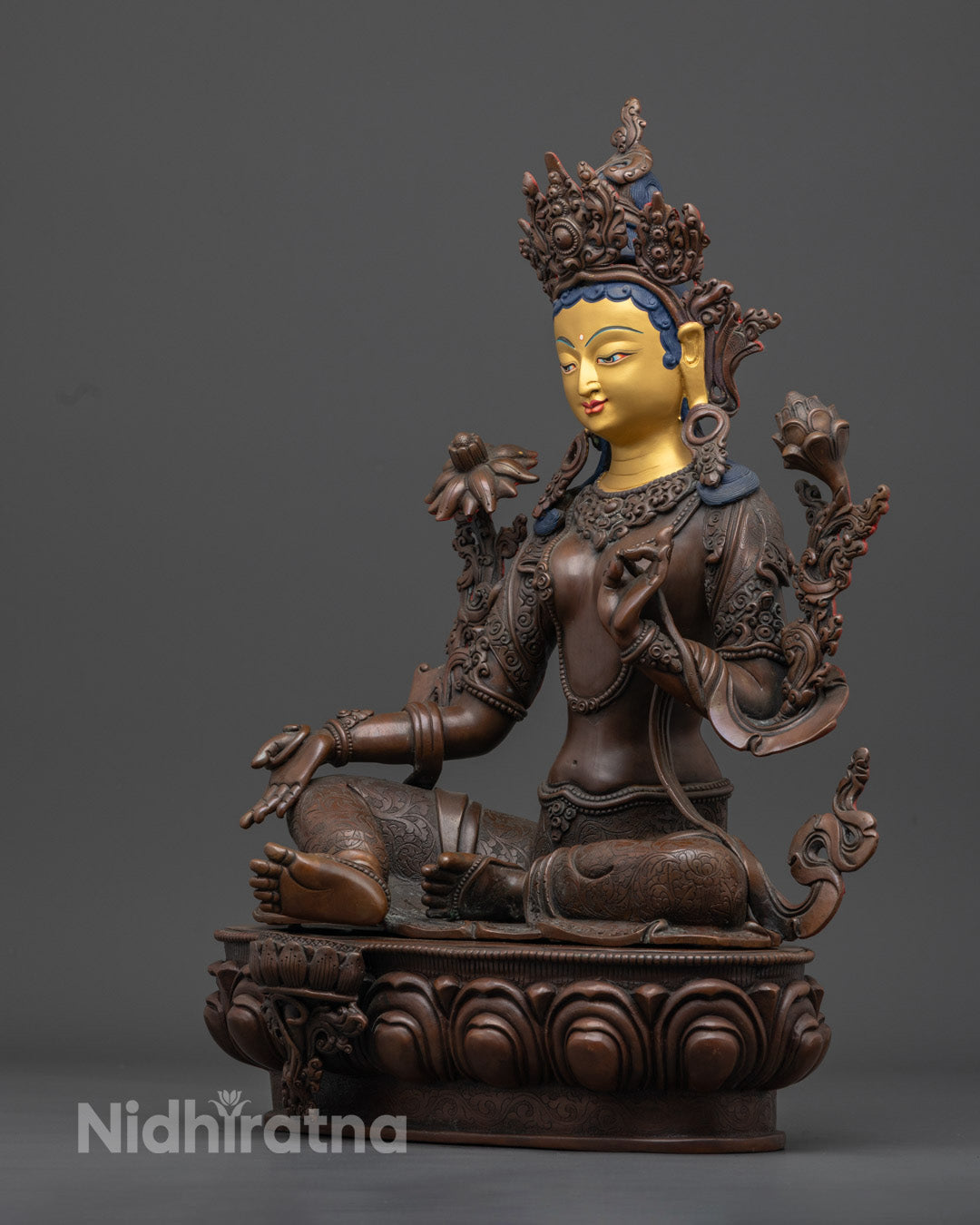 Green Tara Mantra Statue | Handmade Buddhist Sculpture