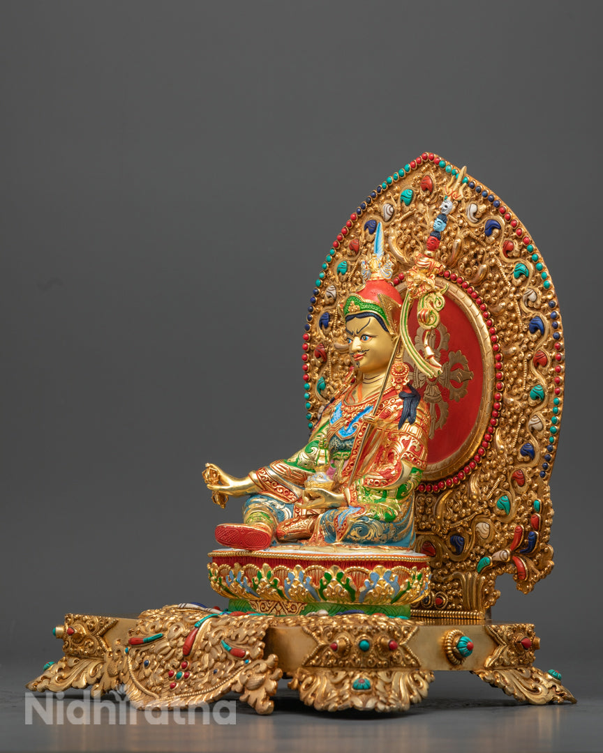 Guru Rinpoche Statue | Handcrafted 24K Gold Gilded Tibetan