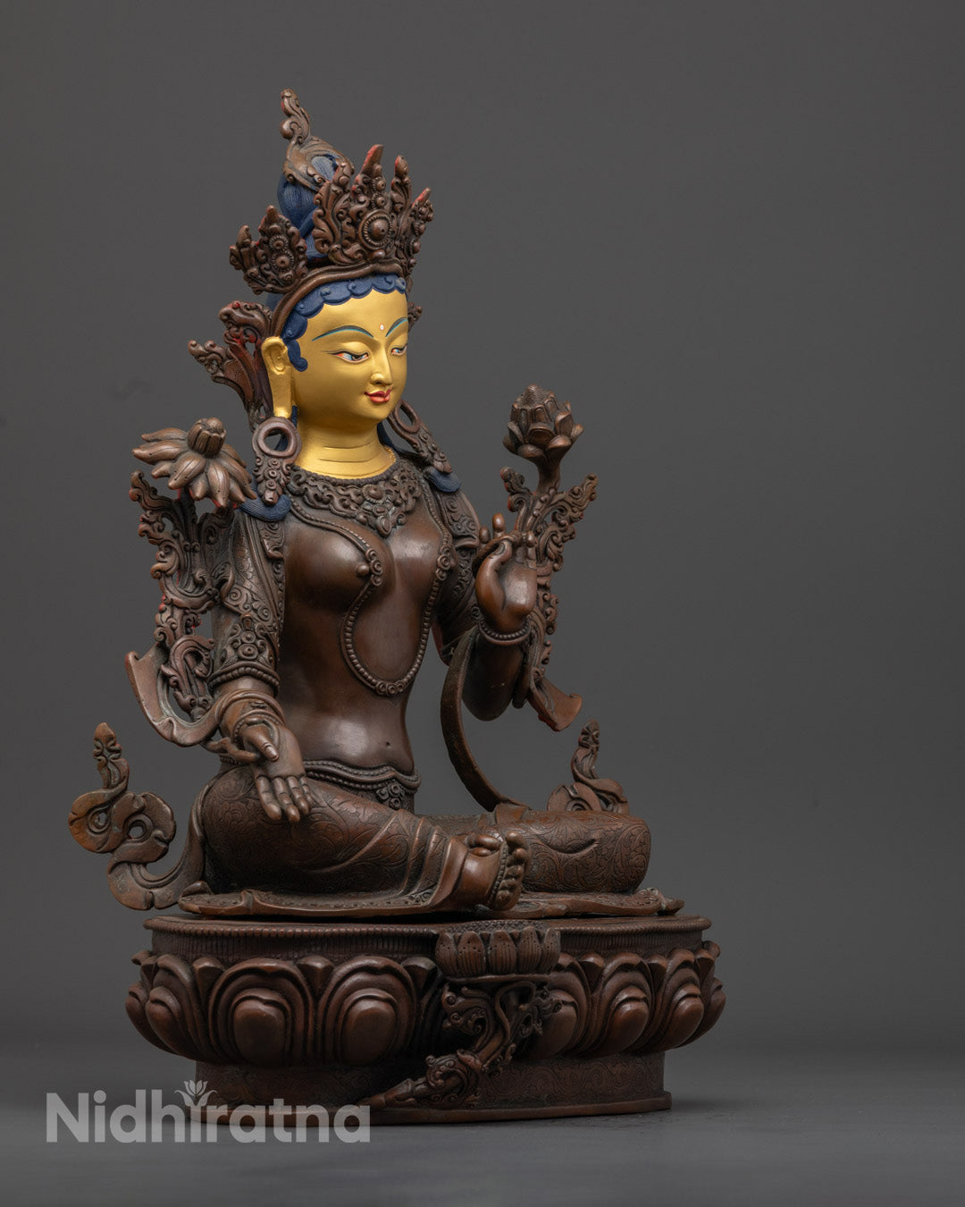 Green Tara Mantra Statue | Handmade Buddhist Sculpture