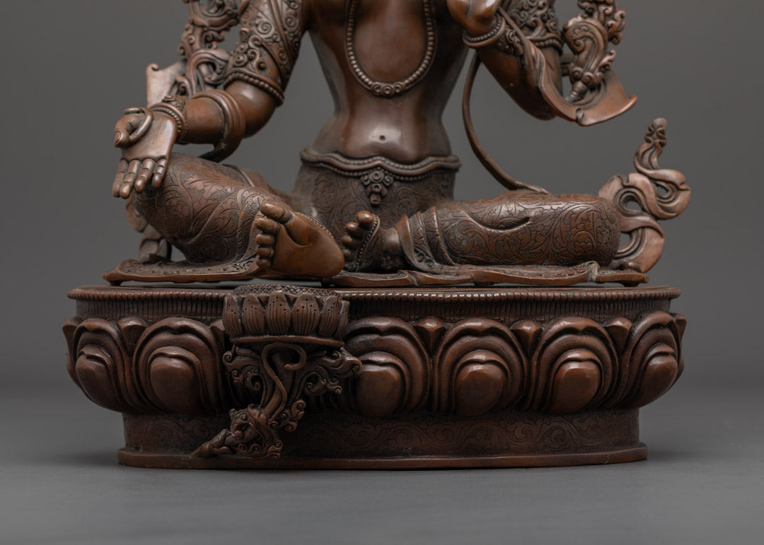 Green Tara Mantra Statue | Handmade Buddhist Sculpture