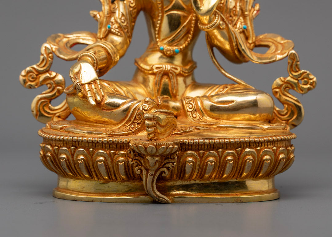 24K Gold Green Tara Statue | Handcrafted Tibetan Goddess