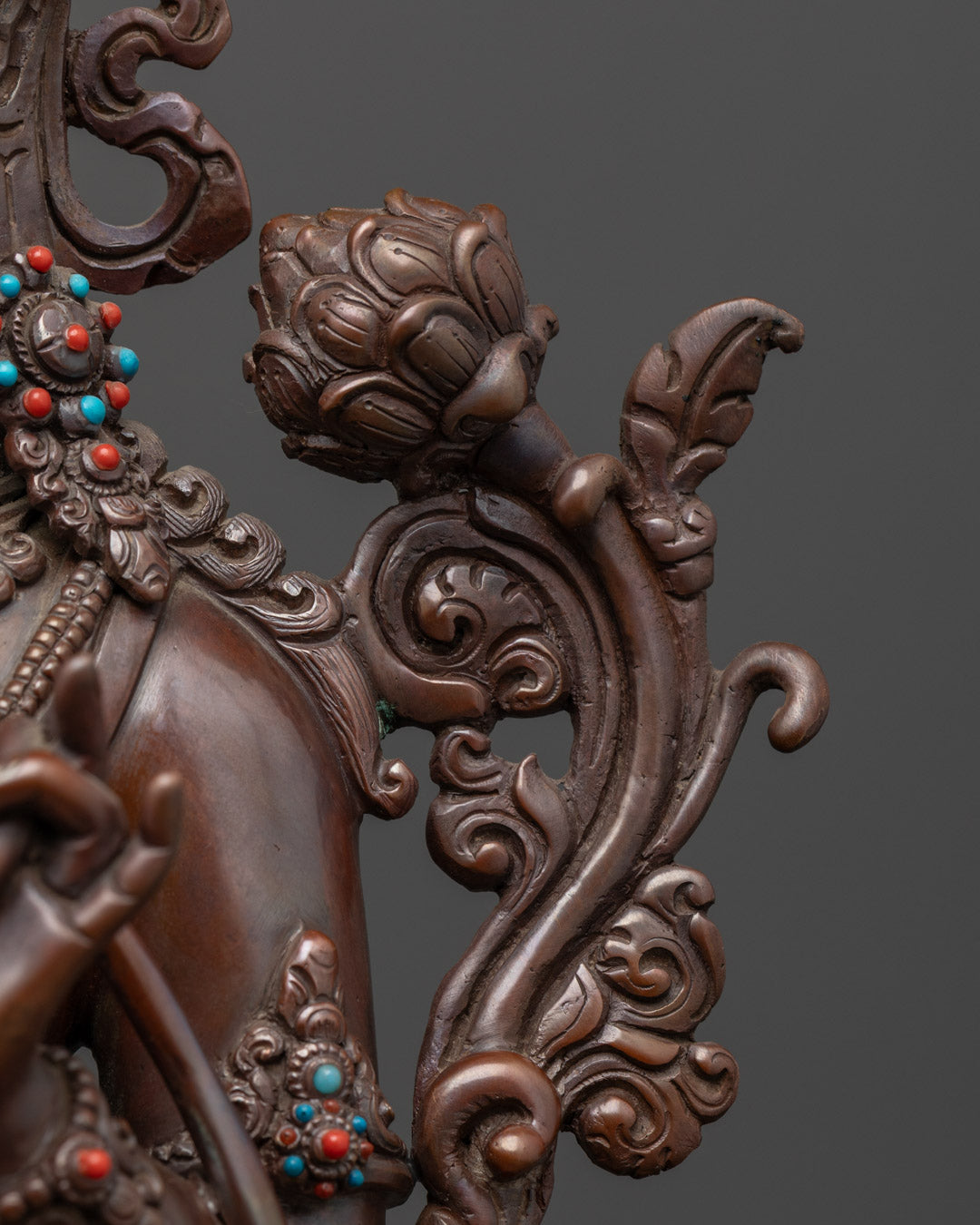 Oxidized Green Tara Statue | Handmade Buddhist Copper Sculpture