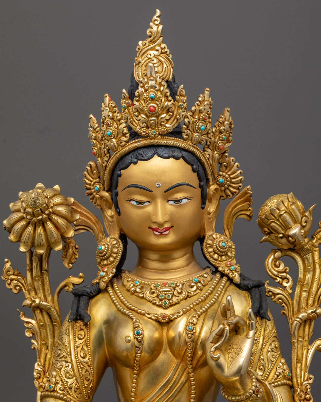Buddhist Green Tara Statue | Hand-Carved Sculpture