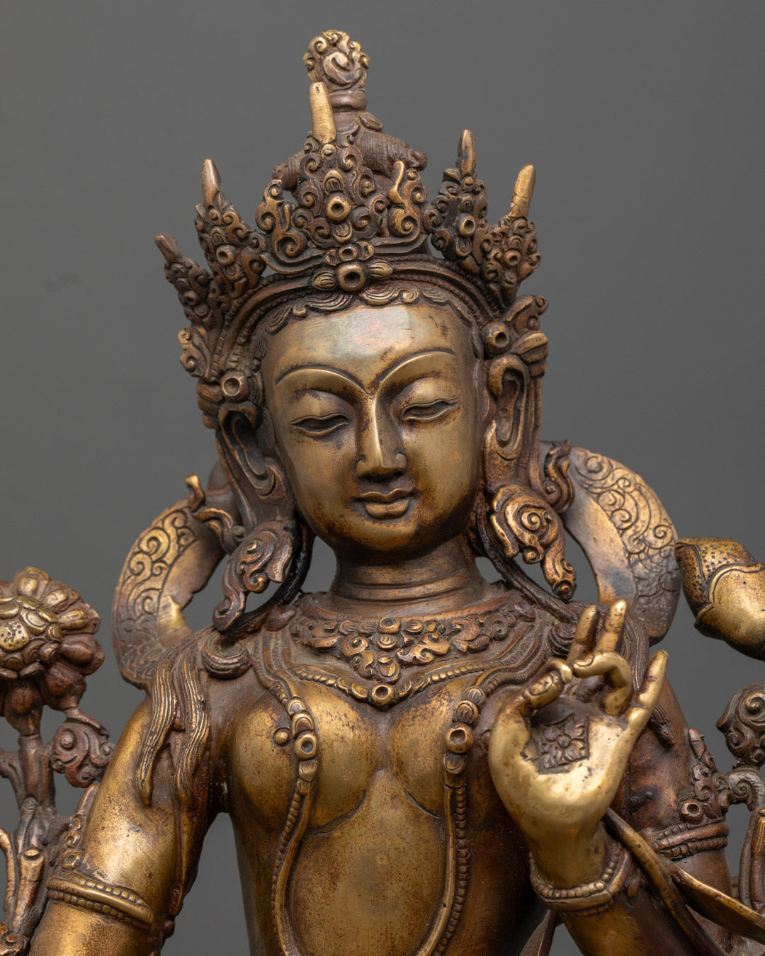 Green Tara Oxidized Bronze Plated Statue