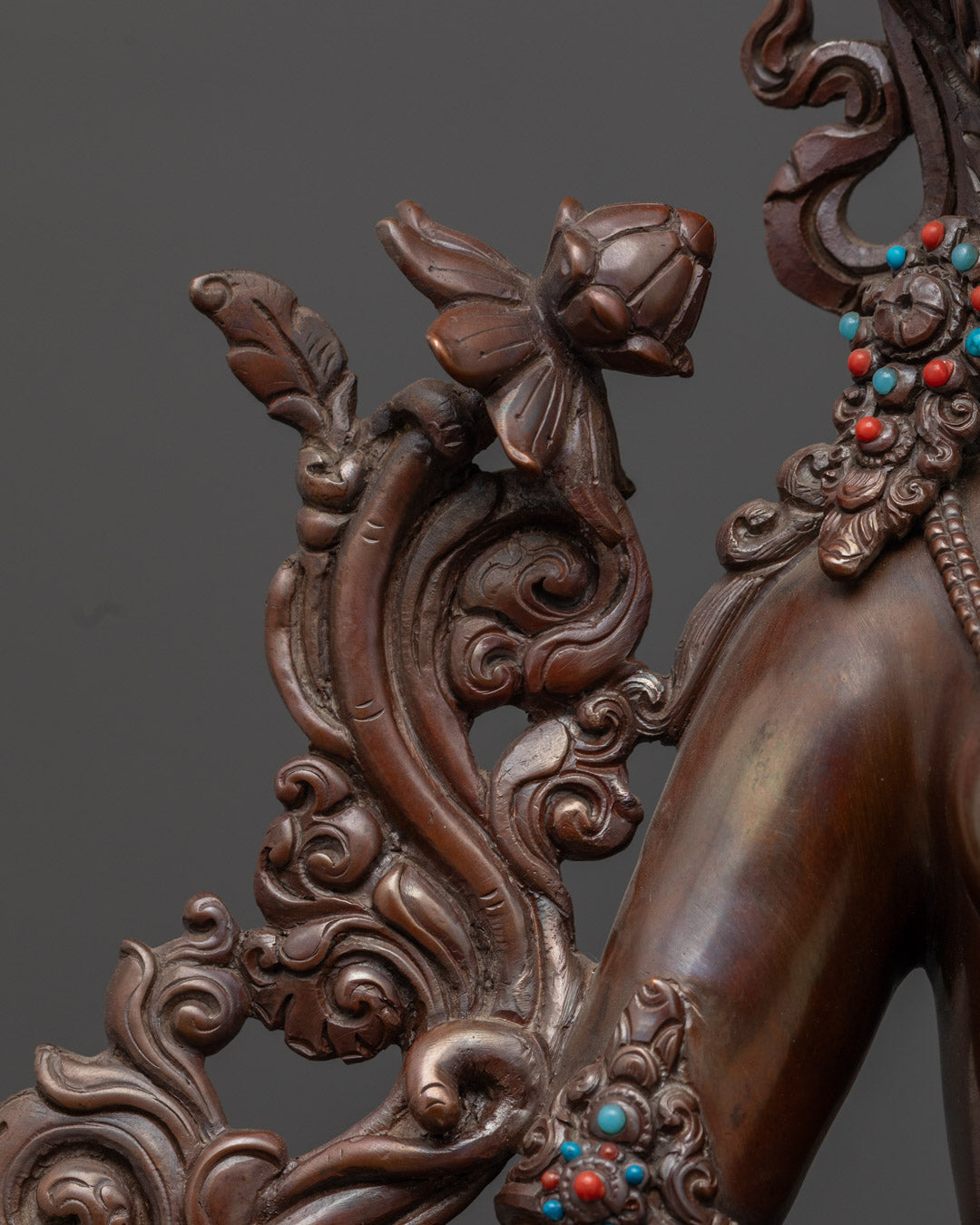 Oxidized Green Tara Statue | Handmade Buddhist Copper Sculpture