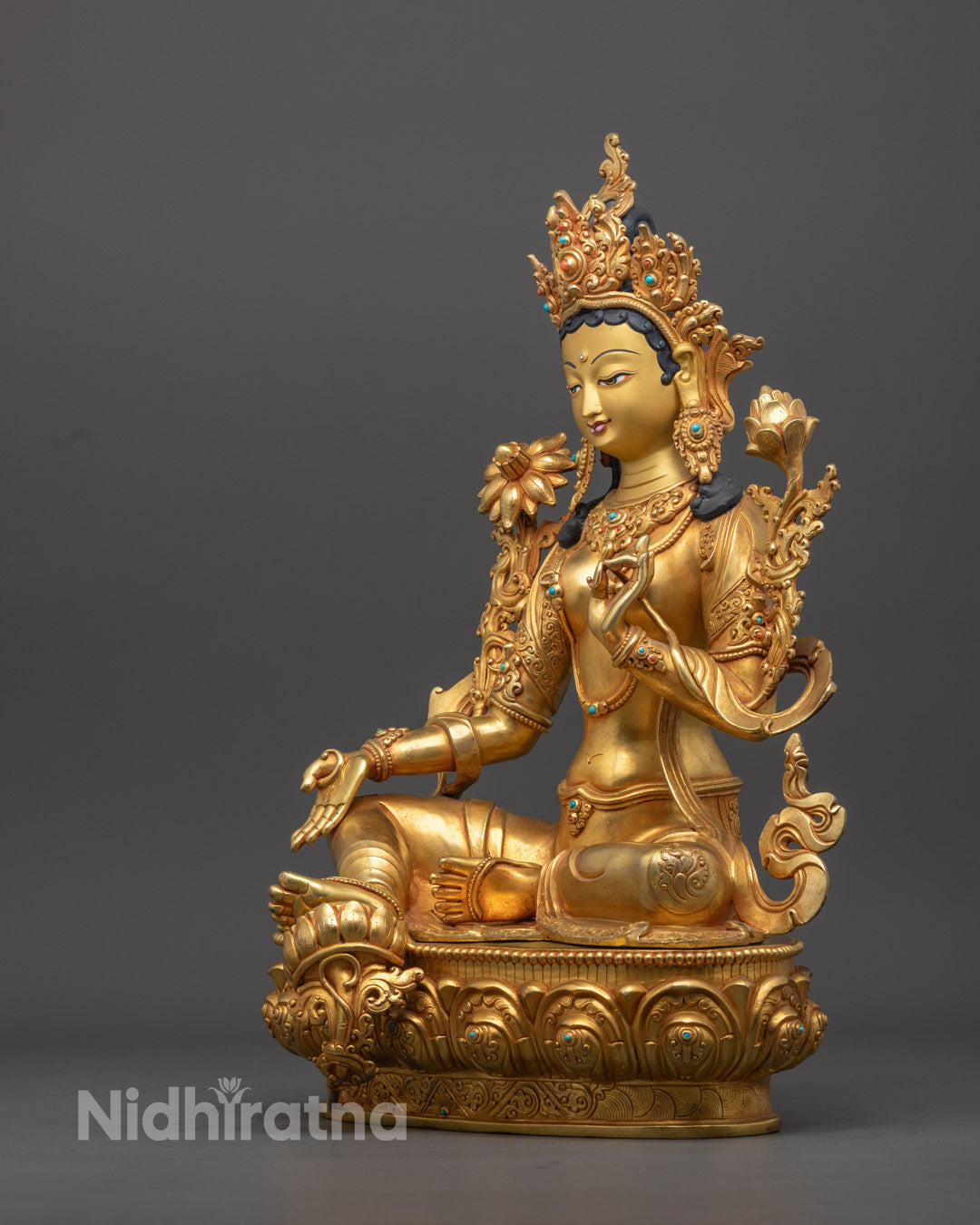 Authentic Green Tara Statue | Artisan-Made in Patan