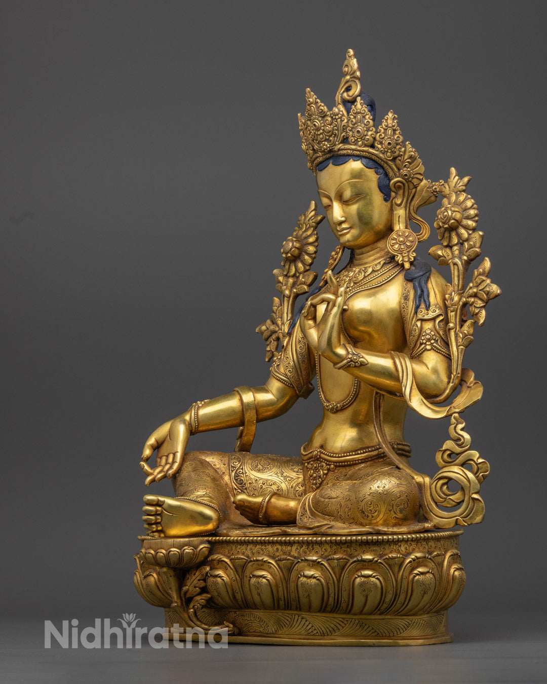 Sacred Green Tara Statue | Handmade Copper Sculpture