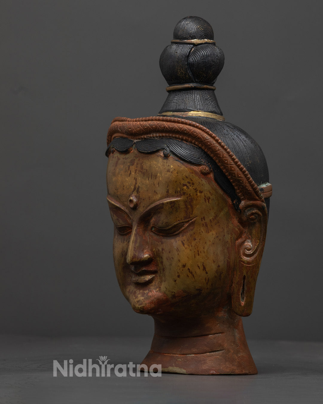 Green Tara Goddess Head Statue