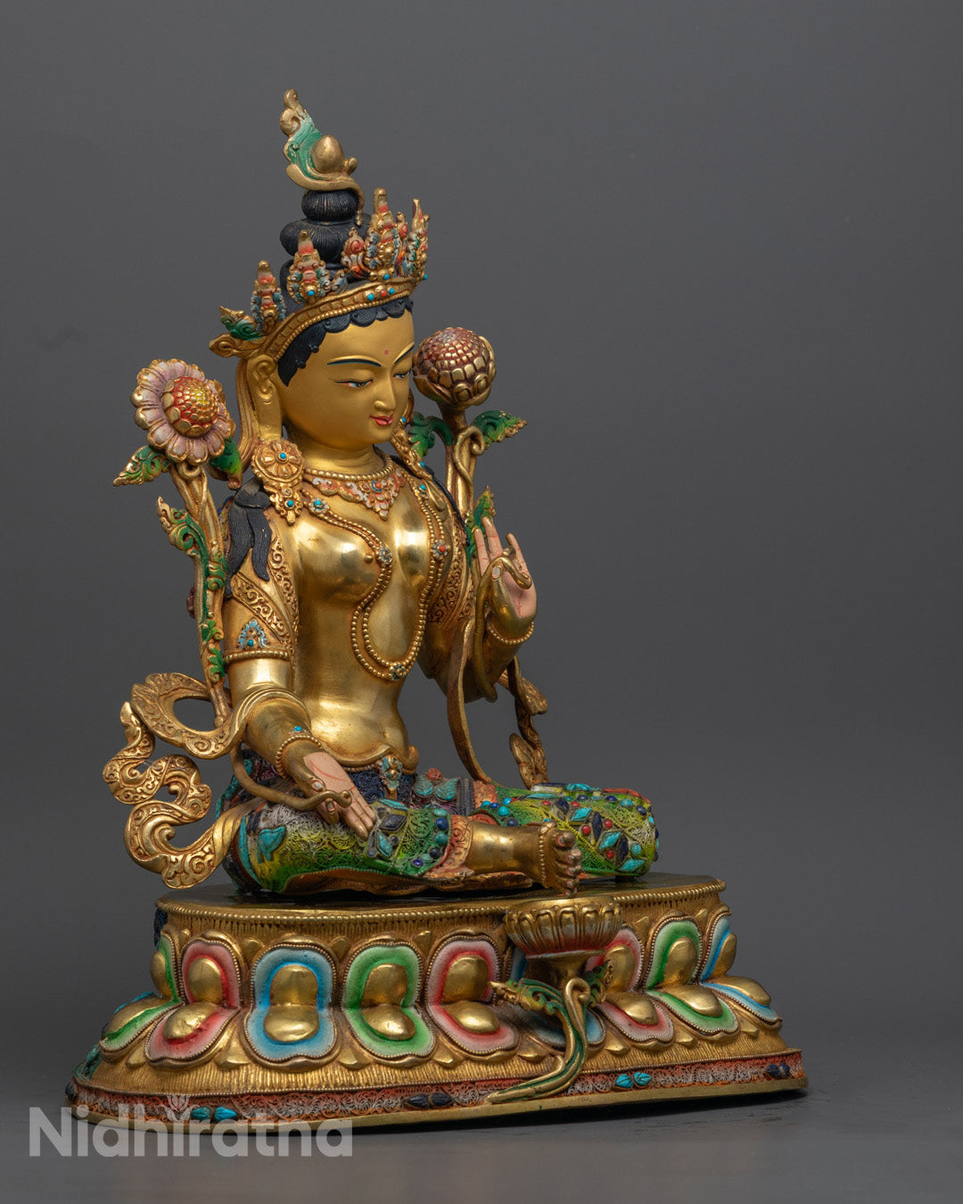 Green Tara Statue | Traditional Nepalese Buddhist Art