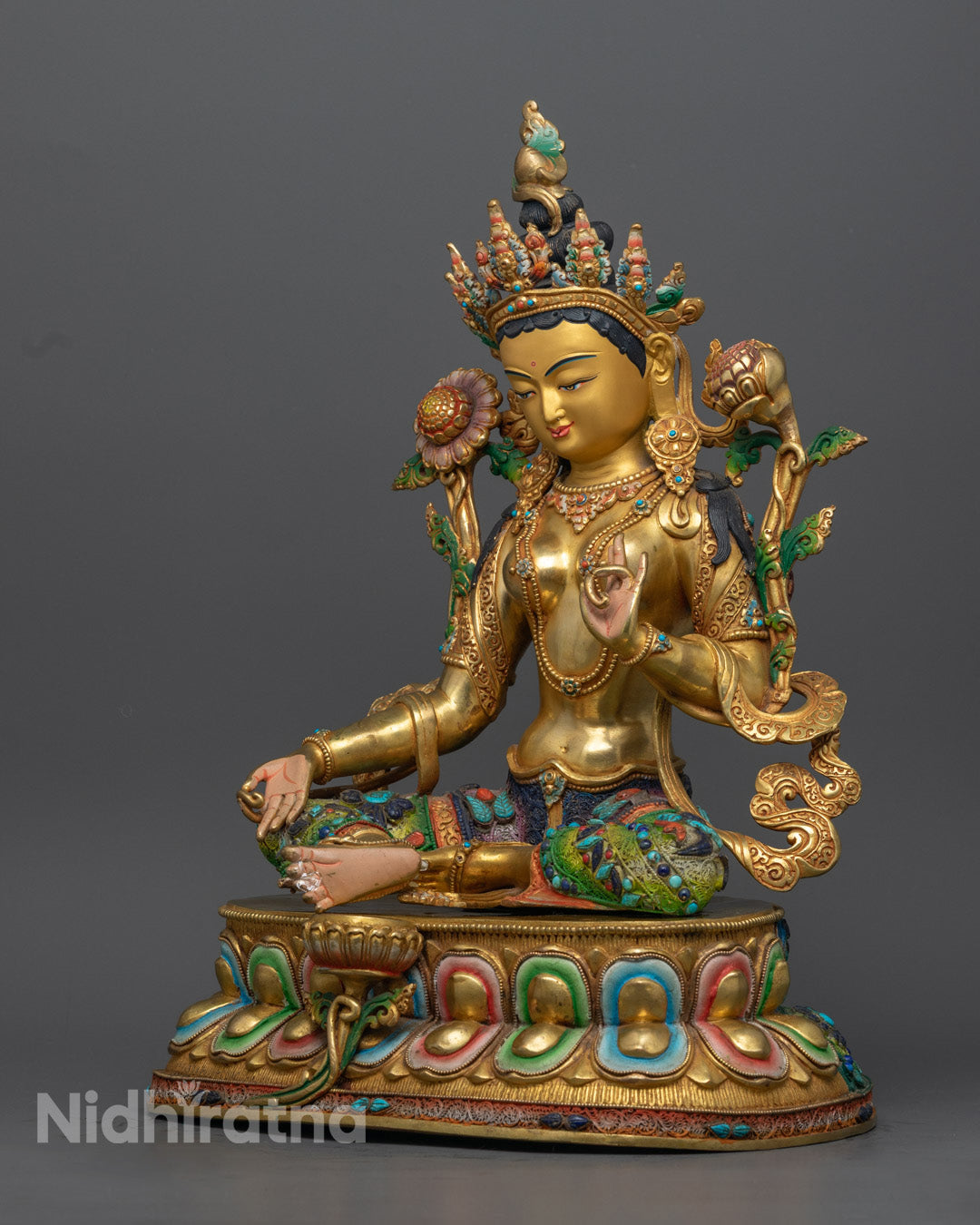 Green Tara Statue | Traditional Nepalese Buddhist Art