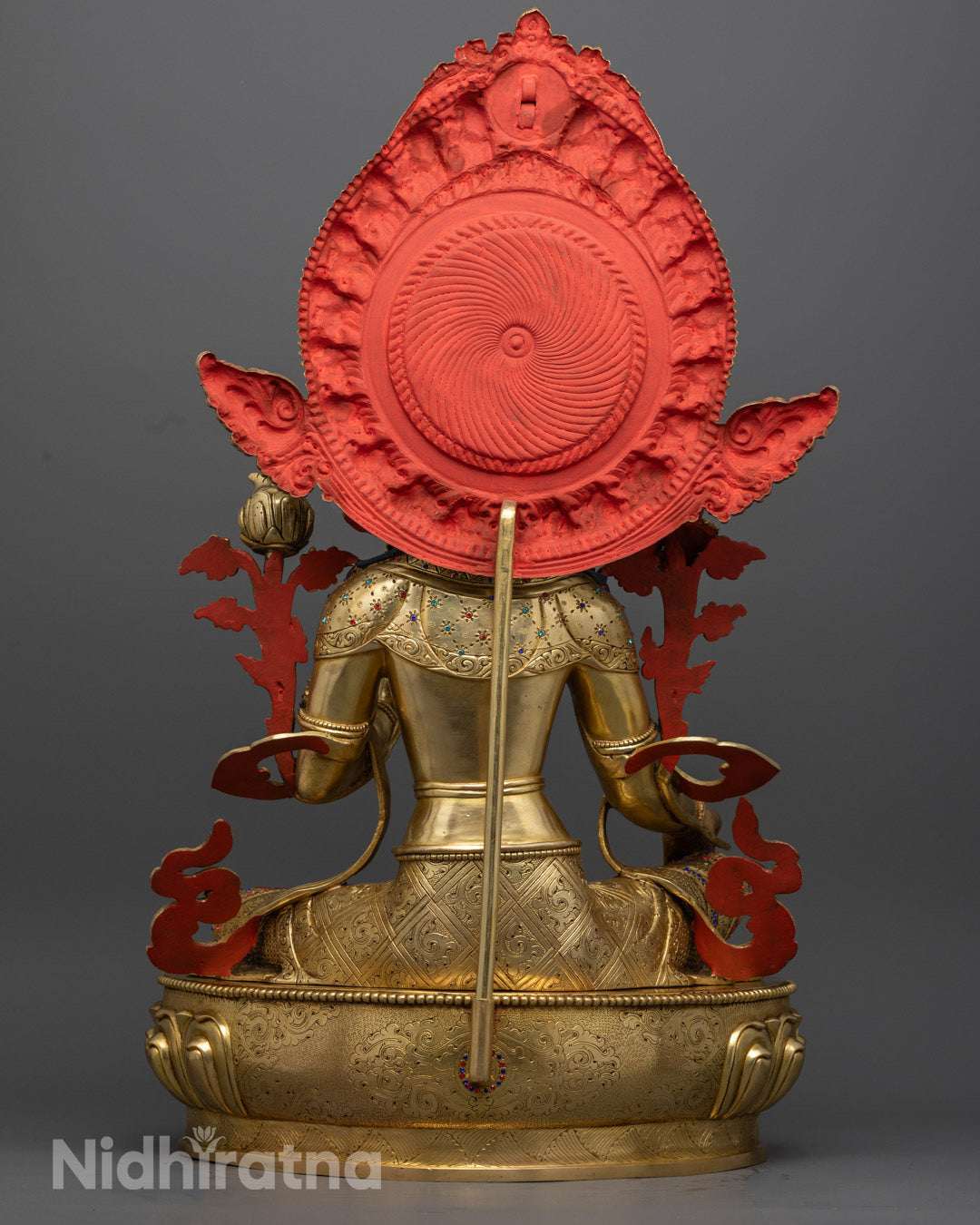 Sacred Green Tara Statue | Gold Gilded Buddhist Deity