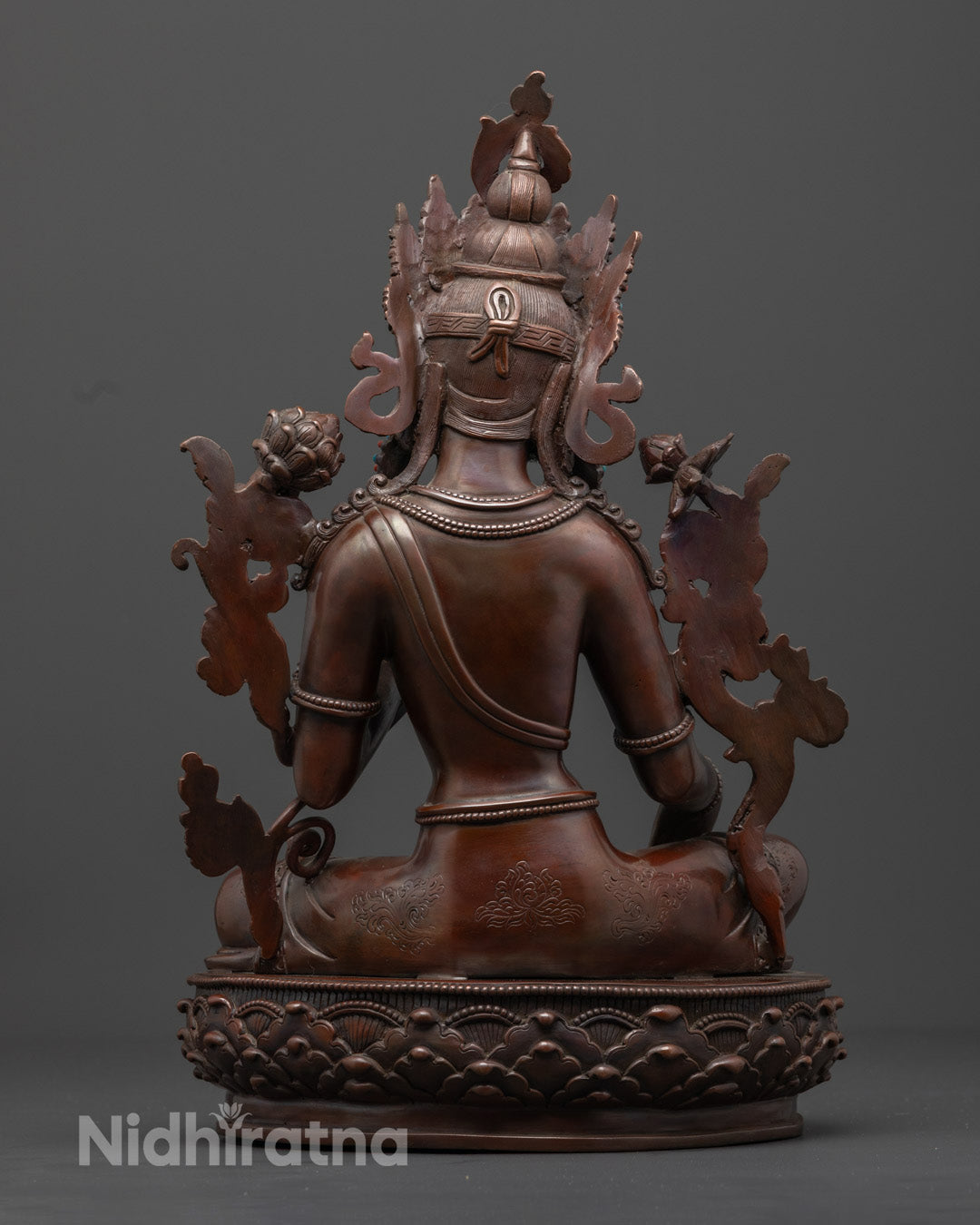 Oxidized Green Tara Statue | Handmade Buddhist Copper Sculpture