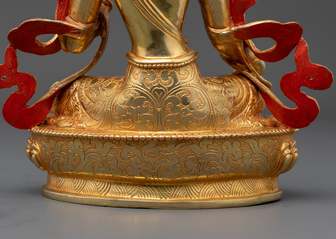 24k Gold Gilded Green Tara Statue | Divine Protection and Peace