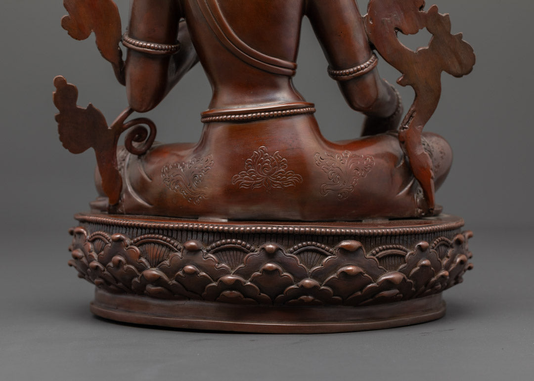 Oxidized Green Tara Statue | Handmade Buddhist Copper Sculpture