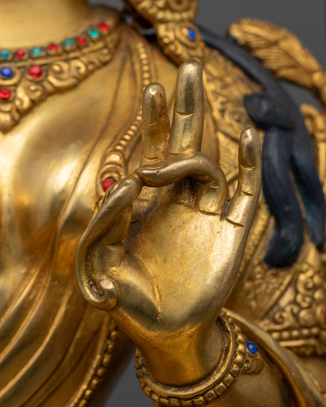 Authentic Green Tara Statue | Hand-Carved Copper Sculpture