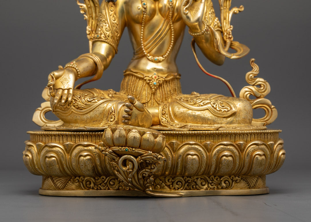 Buddhist Green Tara Statue | Hand-Carved Sculpture