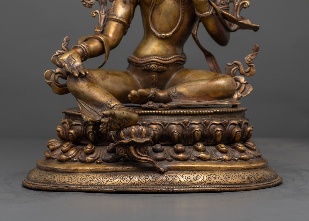 Green Tara Oxidized Bronze Plated Statue