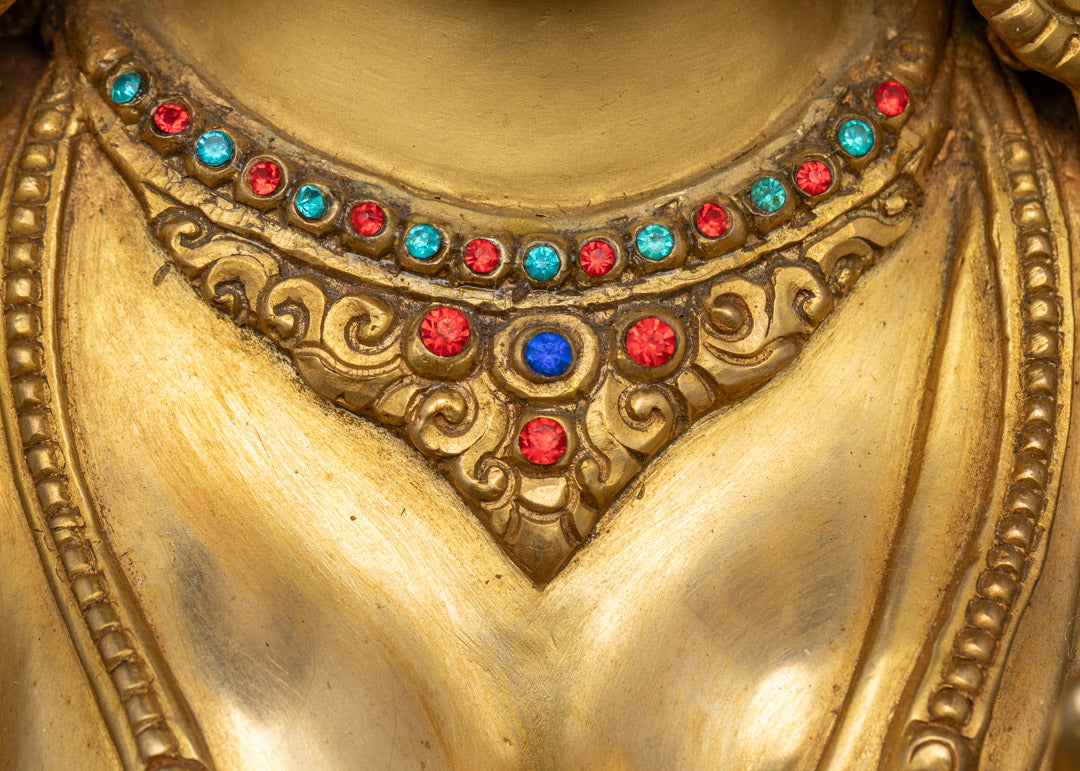 Authentic Green Tara Statue | Hand-Carved Copper Sculpture