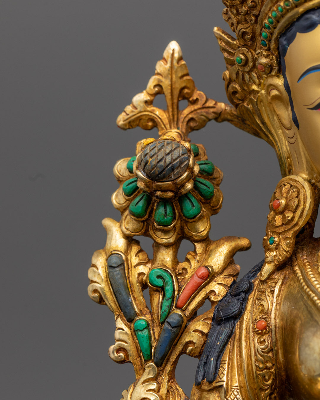 Green Tara Statue | Sacred 24k Gold Gilded Statue