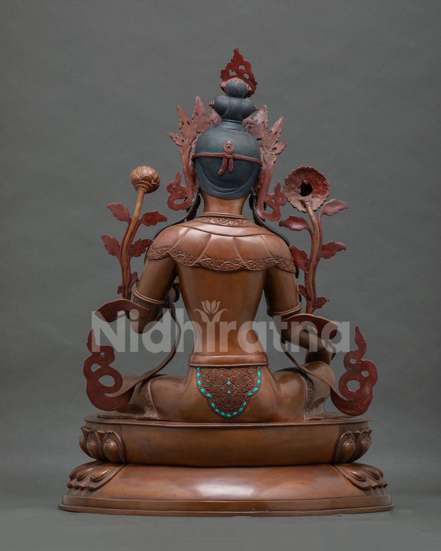 Green Tara Goddess Statue | Chemically Oxidized Copper Masterpiece