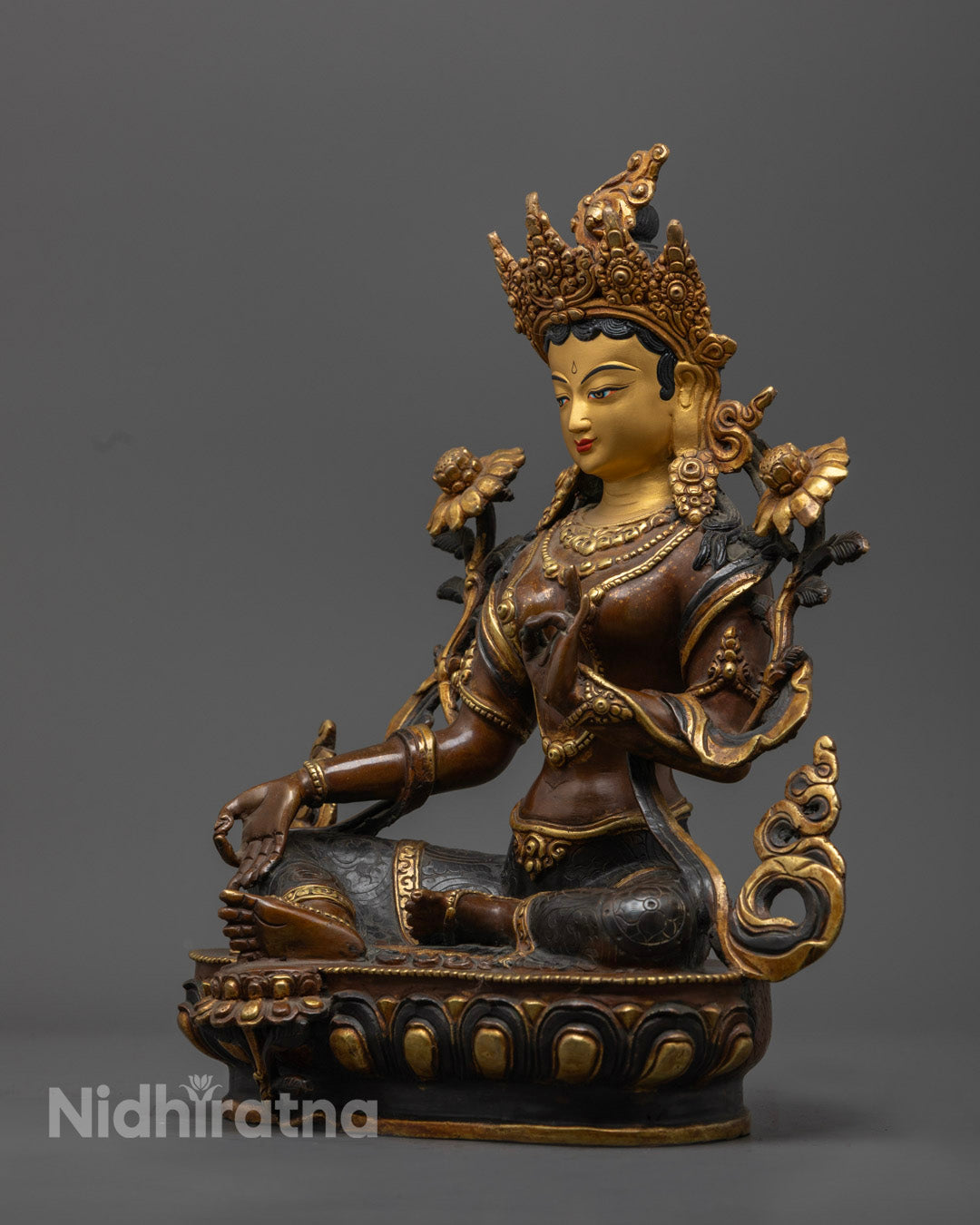 Buy Oxidized Copper Green Tara Statue | Traditional Artisan Craft