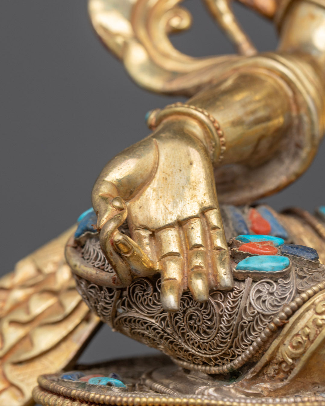 Green Tara Sculpture | Gold Body Buddhist Goddess