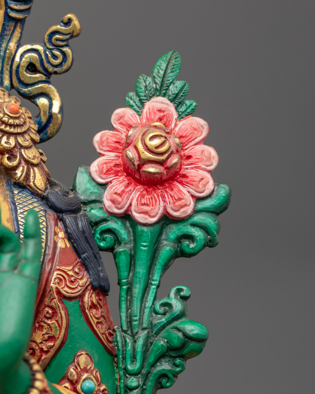 Beautifully Colored Green Tara Statue