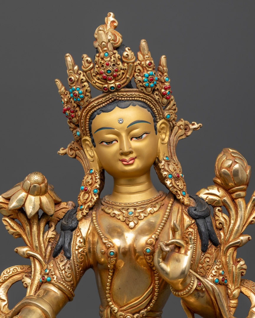 Green Tara mantra statue | Himalayan Buddhist Statue