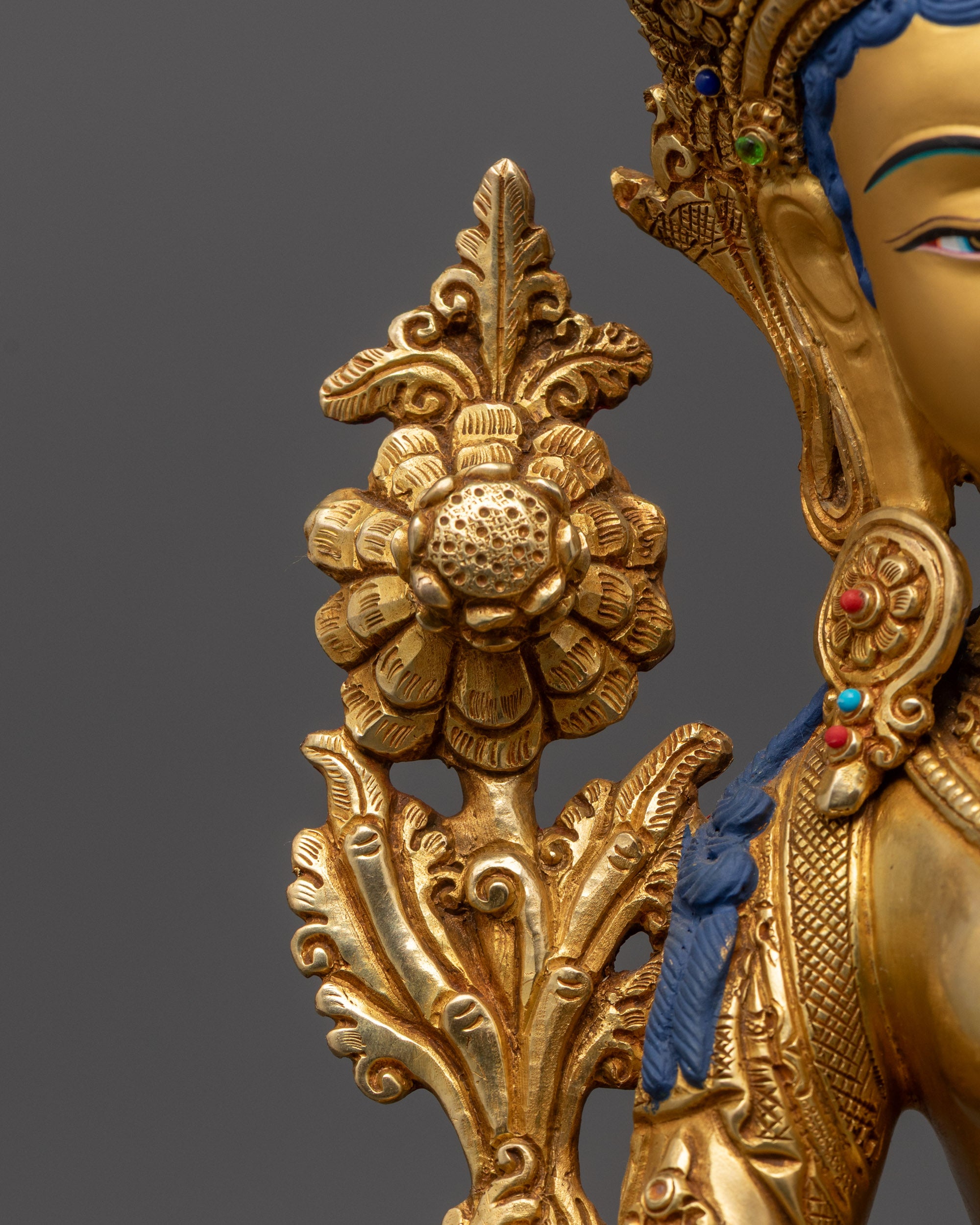 Handmade Green Tara Statue | Fire-Gilded Himalayan Goddess