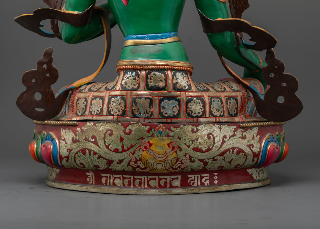 Colored Green Tara Statue: Symbol of Buddhist Compassion