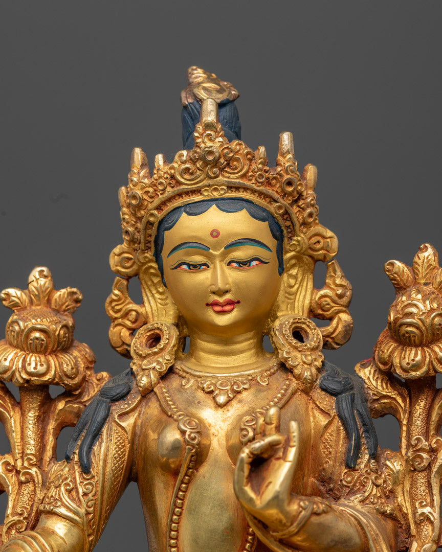 Tibetan Buddhist Green Tara Statue | Female Buddha Statue