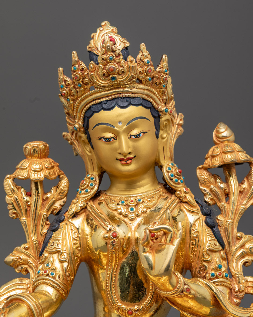 Buddhist Green Tara Statue | Nepalese Hand-Carved Art
