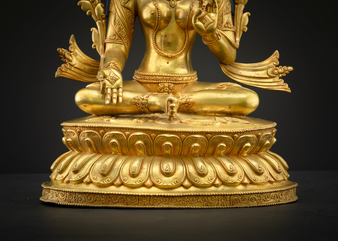Green Tara Statue | Buddhist Hand-Carved Art