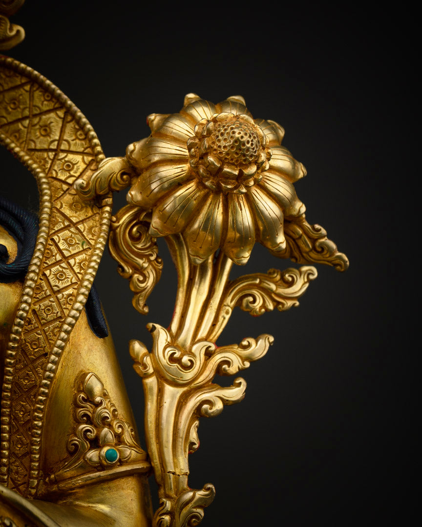 Buddhist Green Tara Mantra Statue: Handcrafted Tara Sculpture