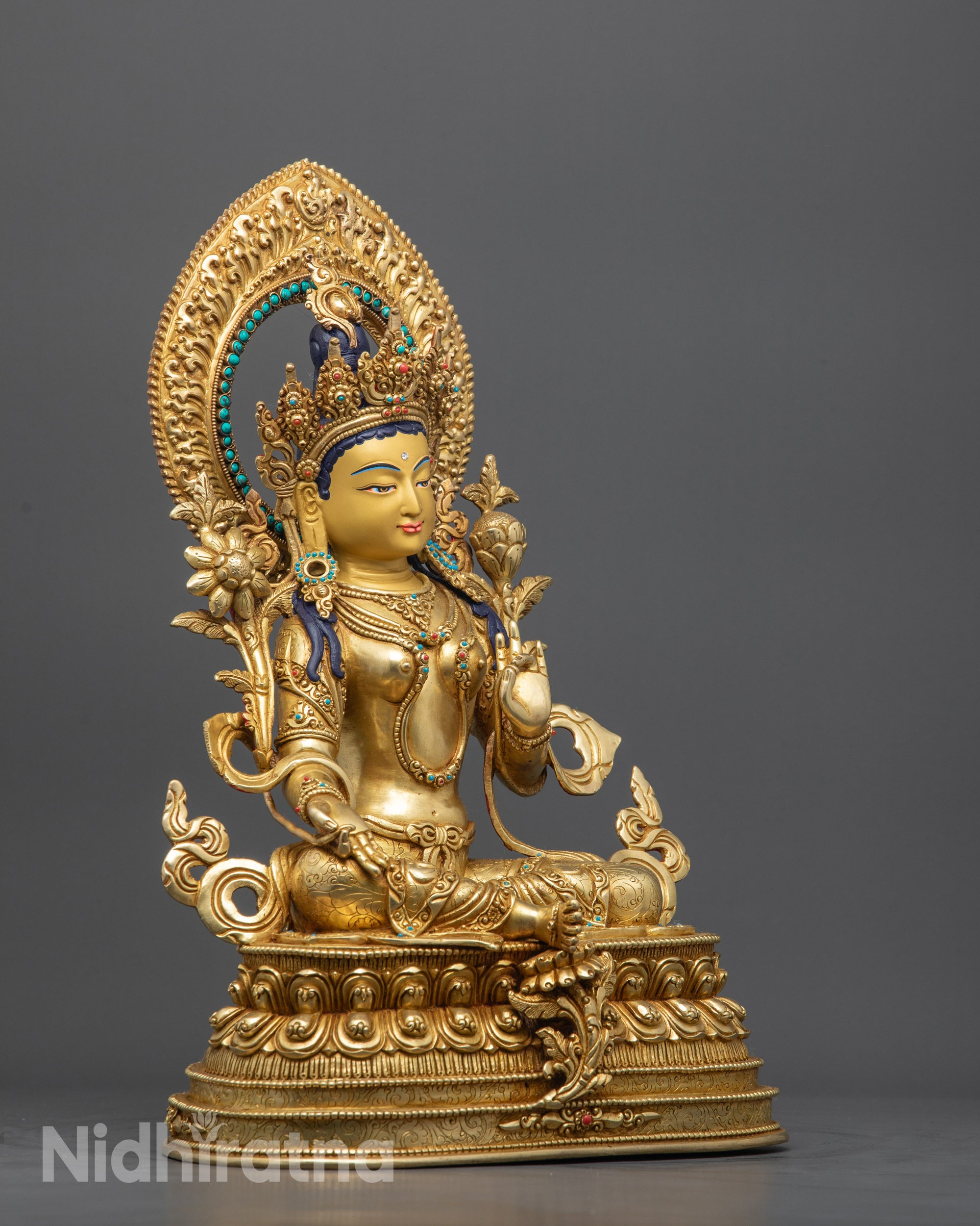 Handmade Green Tara Statue | Nepalese Buddha Sculpture for Blessings